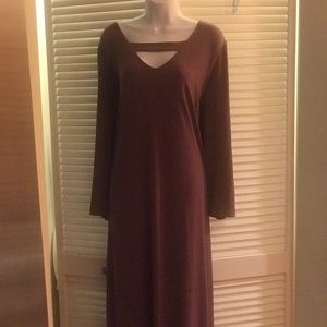 Mauve peep cleavage floor length dress
